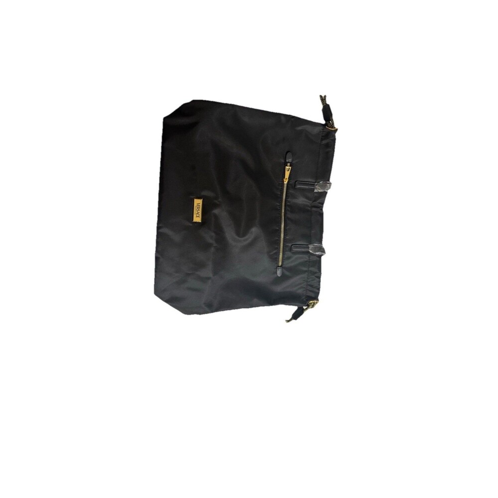 Limited Edition Versace Black Nylon Drawstring Tote Bag – Signature Gold - Picture 7 of 13